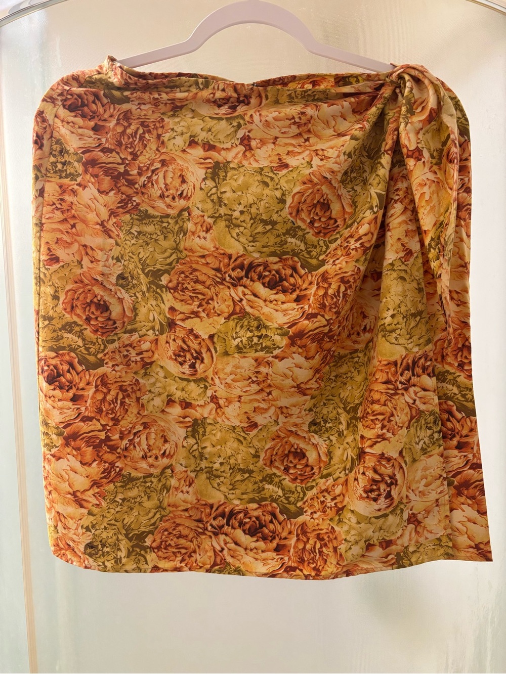 Floral Print A-Line Skirt in Mustard & Olive